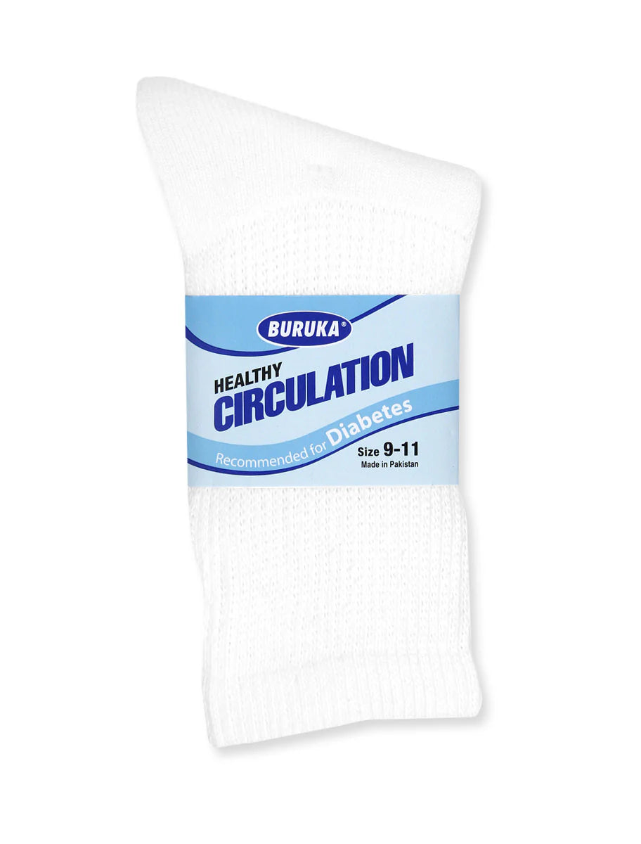 White Diabetic Crew Sock